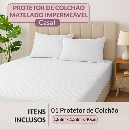 Imagem de Capa Protetor de Colchão Impermeavel 01 Peça Casal Padrão Box Matelado Com Elastico Silencioso Proteção