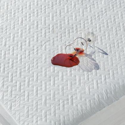 Imagem de Capa Protetor de Colchão Impermeável Cama Casal Padrão com Elástico Branco