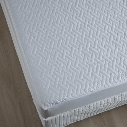 Imagem de Capa Protetor de Colchão Impermeável Cama Casal Padrão com Elástico Branco