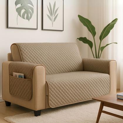 Imagem de Capa Protetor de Sofá 3 e 2 Lugares Retratil Reclinavel com Porta Objeto Lateral Decorativo