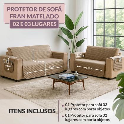 Imagem de Capa Protetor de Sofá 3 e 2 Lugares Retratil Reclinavel com Porta Objeto Lateral Decorativo