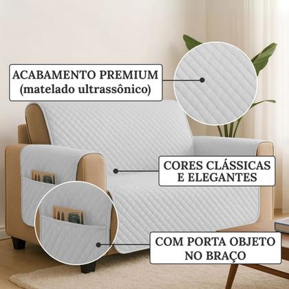 Imagem de Capa Protetor de Sofá 3 e 2 Lugares Retratil Reclinavel com Porta Objeto Lateral Decorativo