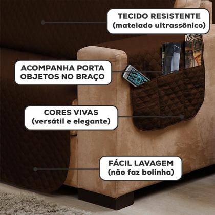 Imagem de Capa Protetor de Sofá 3 e 2 Lugares Retratil Reclinavel com Porta Objeto Lateral Decorativo