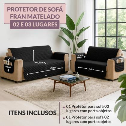 Imagem de Capa Protetor de Sofá 3 e 2 Lugares Retratil Reclinavel com Porta Objeto Lateral Decorativo