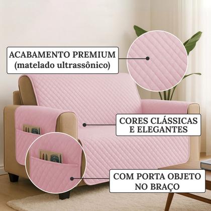Imagem de Capa Protetor de Sofá 3 e 2 Lugares Retratil Reclinavel com Porta Objeto Lateral Decorativo