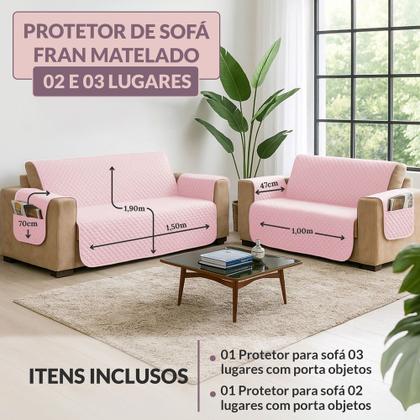 Imagem de Capa Protetor de Sofá 3 e 2 Lugares Retratil Reclinavel com Porta Objeto Lateral Decorativo