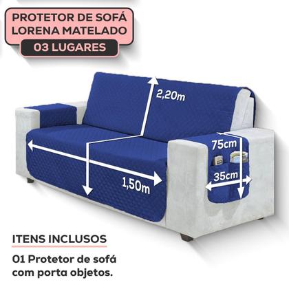 Imagem de Capa Protetor De Sofá Retrátil Reclinavel Para 3 Lugares Com Porta Objetos Lateral Conforto