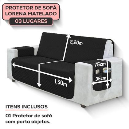 Imagem de Capa Protetor De Sofá Retrátil Reclinavel Para 3 Lugares Com Porta Objetos Lateral Conforto