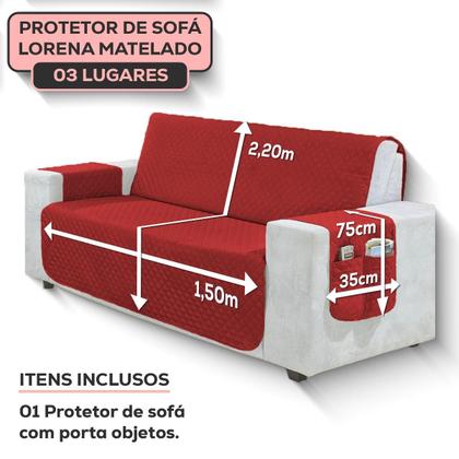 Imagem de Capa Protetor De Sofá Retrátil Reclinavel Para 3 Lugares Com Porta Objetos Lateral Conforto