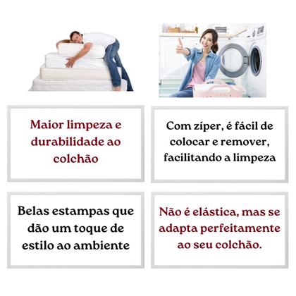 Imagem de Capa Protetor Para Colchão Casal Padrão Estampada Zíper