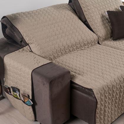 Imagem de Capa Protetor Sofa Retratil Reclinavel 1,80m 02 Modulos Shield 400 Fios Dupla Face Bolso Lateral