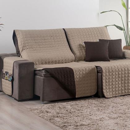 Imagem de Capa Protetor Sofa Retratil Reclinavel 1,80m 02 Modulos Shield 400 Fios Dupla Face Bolso Lateral