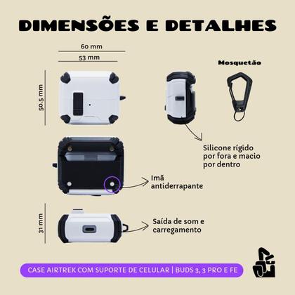 Imagem de Capa Protetora Airtrek Nerdcase Compatível com Galaxy Buds 3, Buds Pro 3, Buds 3 FE, Preto e Branco