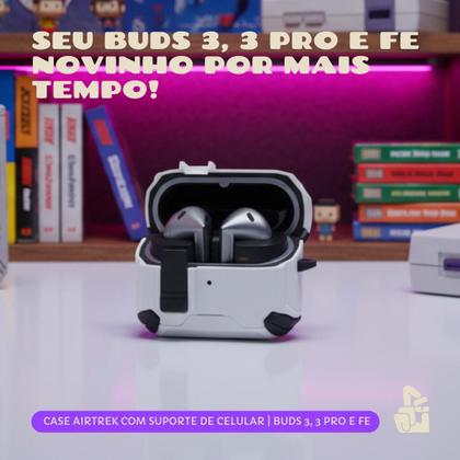 Imagem de Capa Protetora Airtrek Nerdcase Compatível com Galaxy Buds 3, Buds Pro 3, Buds 3 FE, Preto e Branco