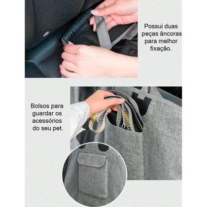 Imagem de Capa Protetora Banco Carro Pet Cao Gato Cachorro Tecido Premium - Cinza