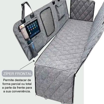 Imagem de Capa Protetora Banco Carro Pet Cao Gato Cachorro Tecido Premium - Cinza