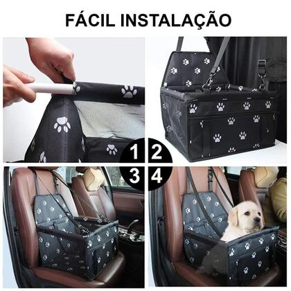 Imagem de Capa Protetora Carro Pet Cadeirinha Assento Cão Cor - Preto