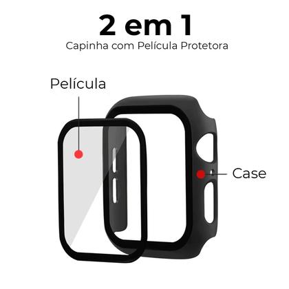 Imagem de Capa Protetora Case Bumper Silicone com Película Compatível AppleWatch Iwo 38/40/42/44mm