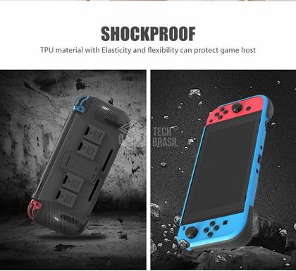 Imagem de Capa Protetora Case Suporte Holder em TPU Para Nintendo Switch e Joy-Con Preto
