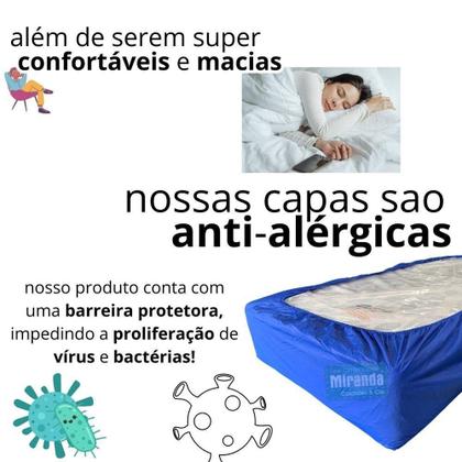 Imagem de Capa Protetora Colchão Lençol Elástico Impermeável Hospitalar 88x188x20cm - Azul
