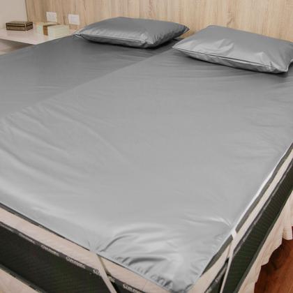 Imagem de Capa Protetora de Colchão Impermeável Casal Queen 158x198cm com Elástico Variação:Cinza