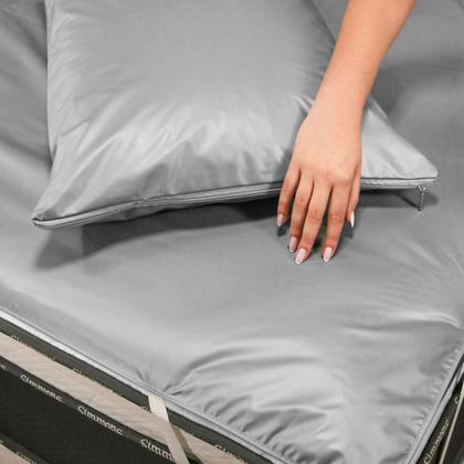 Imagem de Capa Protetora de Colchão Impermeável Casal Queen 158x198cm com Elástico Variação:Cinza