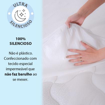 Imagem de Capa Protetora de Colchão Viúva Impermeável 100% Silencioso de Malha Premium 128X188X36cm -  BF Colchões