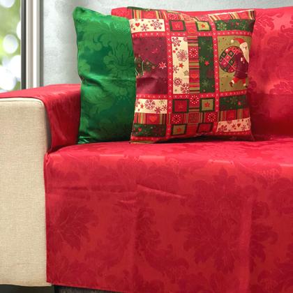 Imagem de Capa Protetora de Sofá com Braços Vermelho Natal Natalino + 2 Capas de Almofada