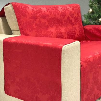 Imagem de Capa Protetora de Sofá com Braços Vermelho Natal Natalino + 2 Capas de Almofada