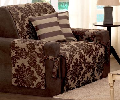 Imagem de Capa Protetora De Sofa Jacquard 02 E 03 Lugares Com Almofadas Marrom