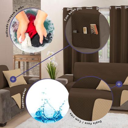 Imagem de Capa Protetora de Sofá Padrão 3 Lugares Impermeável Dupla Face