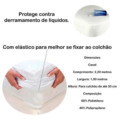 Imagem de Capa Protetora Impermeável Colchão Casal 220x190x30 Com Elástico Não Molha