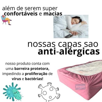 Imagem de Capa Protetora Impermeável Hospitalar P/ Colchão Lençol Elástico Solteiro 88x188x20cm - Rosa Bebê