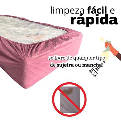 Imagem de Capa Protetora Impermeável Hospitalar P/ Colchão Lençol Elástico Solteiro 88x188x20cm - Rosa Bebê