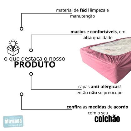 Imagem de Capa Protetora Impermeável Hospitalar P/ Colchão Lençol Elástico Solteiro 88x188x20cm - Rosa Bebê