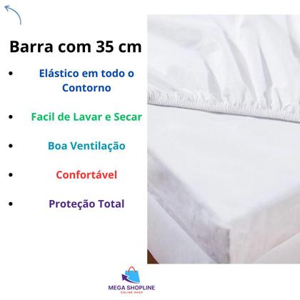 Imagem de Capa Protetora Impermeável Malha Colchão Queen Atura Até 35 cm Cama Box Antialérgica Anti- Ácaro