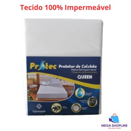 Imagem de Capa Protetora Impermeável Malha Colchão Queen Atura Até 35 cm Cama Box Antialérgica Anti- Ácaro