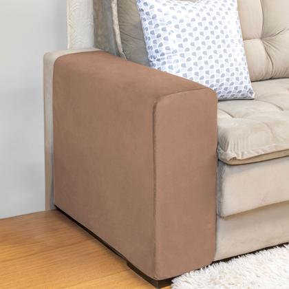 Imagem de Capa Protetora para Braço de Sofá em Suede Antiarranhões e Conforto Kit 4 Unidades Chocolate
