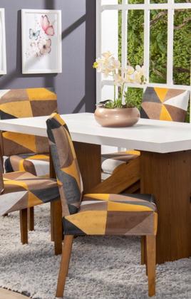 Imagem de Capa Protetora Para Cadeira de Jantar 6 Lugares Malha Estampada Resistente Elástica