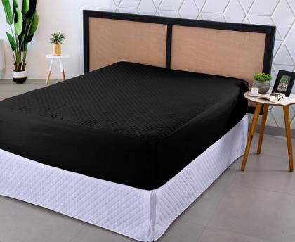 Imagem de Capa Protetora Para Colchão Cama Solteiro Impermeável Matelado Ultrassônico Com Elastico Luxo - Preto