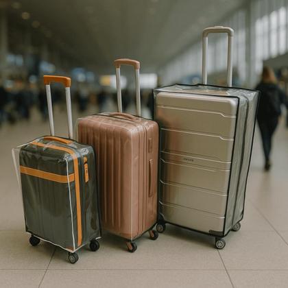 Imagem de Capa Protetora Para Mala de Viagem Plástico Grosso Transparente Protege de Arranhões Impacto Risco