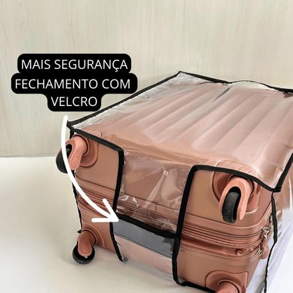 Imagem de Capa Protetora Para Mala de Viagem Plástico Grosso Transparente Protege de Arranhões Impacto Risco