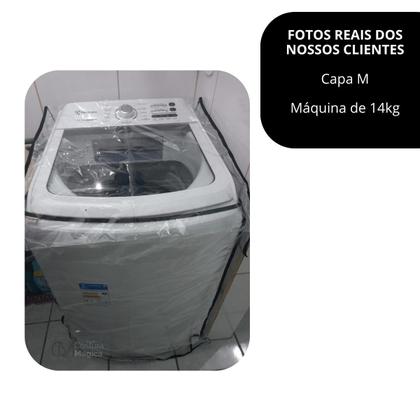 Imagem de Capa Protetora para Máquina de Lavar Roupa 8 a 15kg Brastemp Consul Electrolux  PVC Transparente com Abertura Superior e Elástico Traseiro