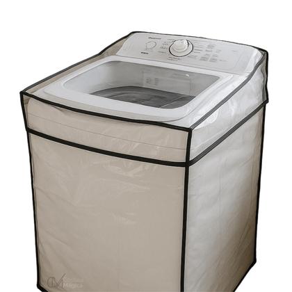 Imagem de Capa Protetora para Máquina de Lavar Roupa 8 a 15kg Brastemp Consul Electrolux  PVC Transparente com Abertura Superior e Elástico Traseiro