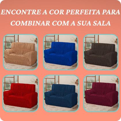 Imagem de Capa Protetora para Sofá de 2 Lugares Avulsa Elásticada 21 Elásticos em Malha Decoração Sala