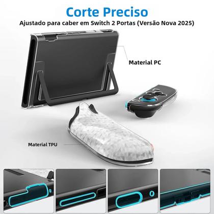 Imagem de Capa Protetora Transparente De PC TPU Para Nintendo Switch 2 Joycon Anti-Risco Com Divisão Em Duas
