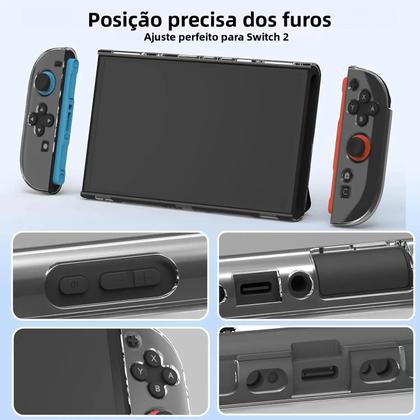 Imagem de Capa Protetora Transparente De PC TPU Para Nintendo Switch 2 Joycon Anti-Risco Com Divisão Em Duas