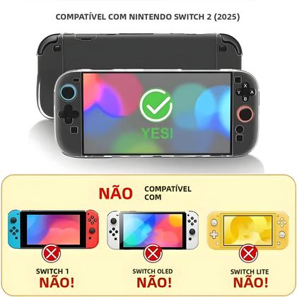 Imagem de Capa Protetora Transparente De PC TPU Para Nintendo Switch 2 Joycon Anti-Risco Com Divisão Em Duas
