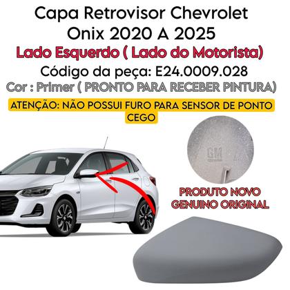 Imagem de Capa Retrovisor Chevrolet Onix 2020 2021 2022 2023 2024 2025 Lado Esquerdo Primer S/ Furo Sensor Original