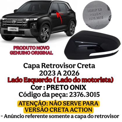 Imagem de Capa Retrovisor Creta 2023 2024 2025 2026 Lado Esquerdo Preto Onix Original